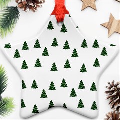 Green Christmas Trees White Ornament (star)