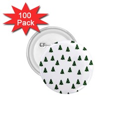 Green Christmas Trees White 1 75  Buttons (100 Pack) 