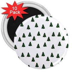 Green Christmas Trees White 3  Magnets (10 Pack) 