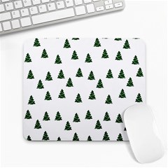 Green Christmas Trees White Large Mousepad