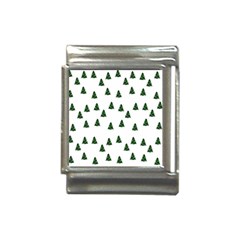 Green Christmas Trees White Italian Charm (13mm)