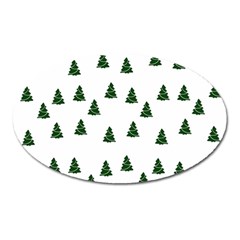 Green Christmas Trees White Oval Magnet