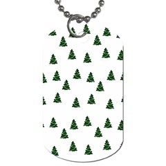 Green Christmas Trees White Dog Tag (one Side)