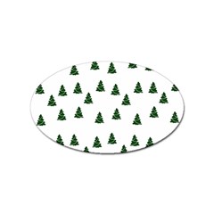 Green Christmas Trees White Sticker Oval (100 Pack)