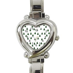 Green Christmas Trees White Heart Italian Charm Watch by TetiBright