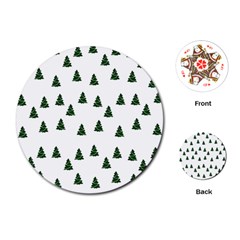 Green Christmas Trees White Playing Cards Single Design (round) by TetiBright