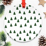 Green Christmas Trees White Round Ornament (Two Sides) Front