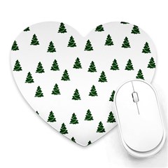 Green Christmas Trees White Heart Mousepad