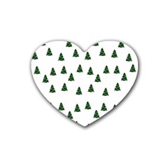 Green Christmas Trees White Rubber Coaster (heart) by TetiBright