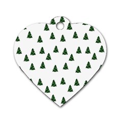 Green Christmas Trees White Dog Tag Heart (one Side)