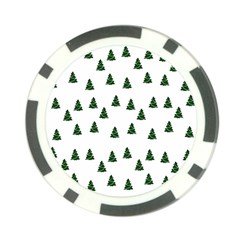 Green Christmas Trees White Poker Chip Card Guard