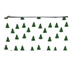 Green Christmas Trees White Pencil Case