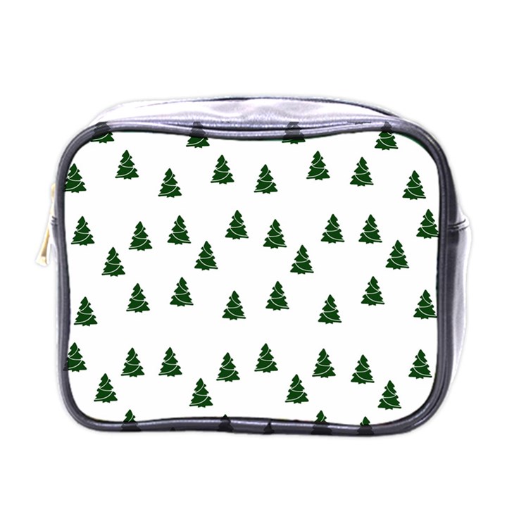 Green Christmas Trees White Mini Toiletries Bag (One Side)