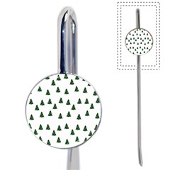 Green Christmas Trees White Book Mark