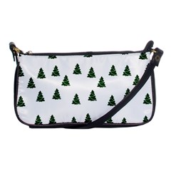 Green Christmas Trees White Shoulder Clutch Bag