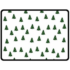 Green Christmas Trees White Fleece Blanket (large)