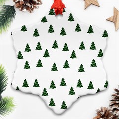 Green Christmas Trees White Snowflake Ornament (two Sides)