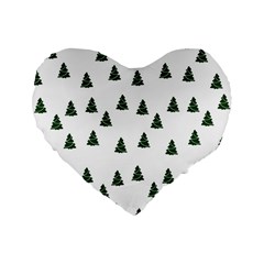 Green Christmas Trees White Standard 16  Premium Heart Shape Cushions