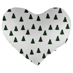 Green Christmas Trees White Large 19  Premium Heart Shape Cushions