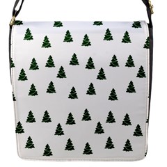 Green Christmas Trees White Flap Closure Messenger Bag (s)