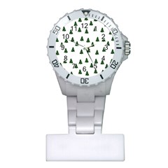 Green Christmas Trees White Plastic Nurses Watch