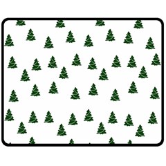 Green Christmas Trees White Double Sided Fleece Blanket (medium)