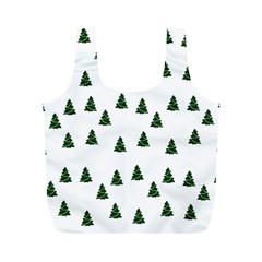 Green Christmas Trees White Full Print Recycle Bag (m) by TetiBright