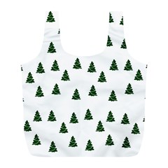 Green Christmas Trees White Full Print Recycle Bag (l)