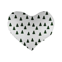 Green Christmas Trees White Standard 16  Premium Flano Heart Shape Cushions by TetiBright