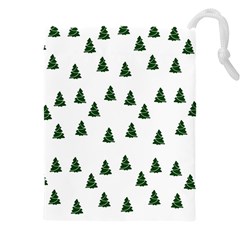 Green Christmas Trees White Drawstring Pouch (4xl) by TetiBright