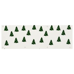 Green Christmas Trees White Banner And Sign 9  X 3  by TetiBright