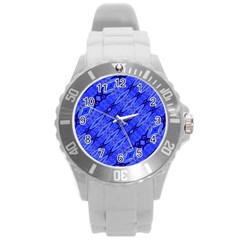 Abstract Tech Modern Pattern Round Plastic Sport Watch (l) by dflcprintsclothing