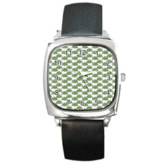 Funny Frog Cartoon Drawing Motif Pattern Square Metal Watch by dflcprintsclothing