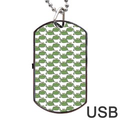 Funny Frog Cartoon Drawing Motif Pattern Dog Tag Usb Flash (one Side) by dflcprintsclothing