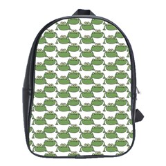 Funny Frog Cartoon Drawing Motif Pattern School Bag (xl) by dflcprintsclothing