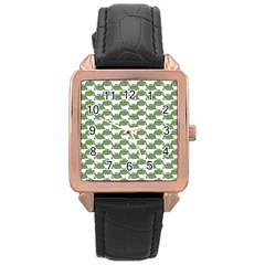 Funny Frog Cartoon Drawing Motif Pattern Rose Gold Leather Watch  by dflcprintsclothing