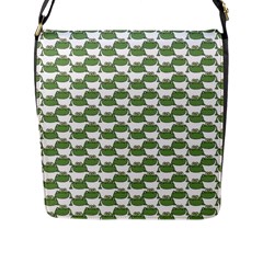 Funny Frog Cartoon Drawing Motif Pattern Flap Closure Messenger Bag (l) by dflcprintsclothing