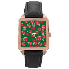 Christmas Coffee Rose Gold Leather Watch 