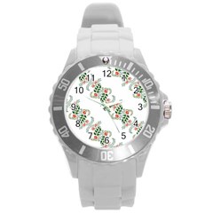 Background Ornamental Pattern Graphic Seamless Round Plastic Sport Watch (l) by Pakemis