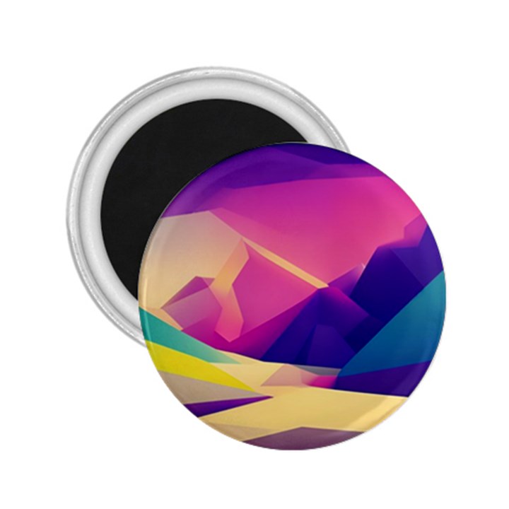 Abstract Geometric Landscape Art 3d Render 2.25  Magnets