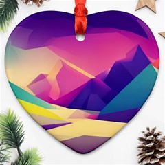 Abstract Geometric Landscape Art 3d Render Ornament (heart) by Pakemis