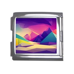 Abstract Geometric Landscape Art 3d Render Mega Link Italian Charm (18mm) by Pakemis