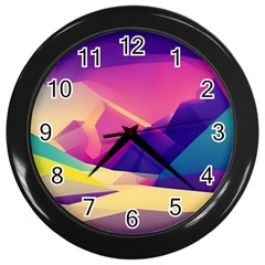 Abstract Geometric Landscape Art 3d Render Wall Clock (black) by Pakemis