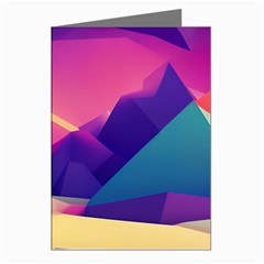 Abstract Geometric Landscape Art 3d Render Greeting Cards (pkg Of 8)