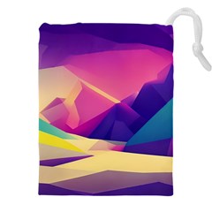 Abstract Geometric Landscape Art 3d Render Drawstring Pouch (4xl) by Pakemis