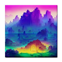 Abstract Geometric Landscape Art 3d Tile Coaster by Pakemis