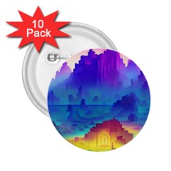 Abstract Geometric Landscape Art 3d 2 25  Buttons (10 Pack)  by Pakemis