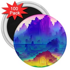 Abstract Geometric Landscape Art 3d 3  Magnets (100 Pack) by Pakemis