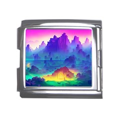 Abstract Geometric Landscape Art 3d Mega Link Italian Charm (18mm) by Pakemis