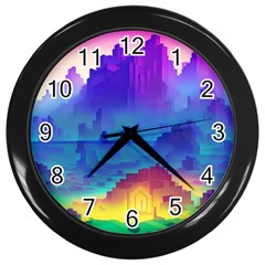 Abstract Geometric Landscape Art 3d Wall Clock (black) by Pakemis